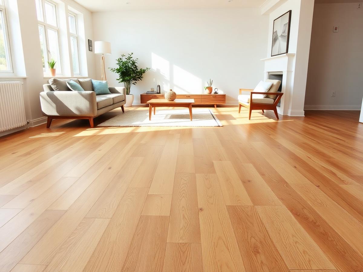 Flooring: Wide-plank oak installation